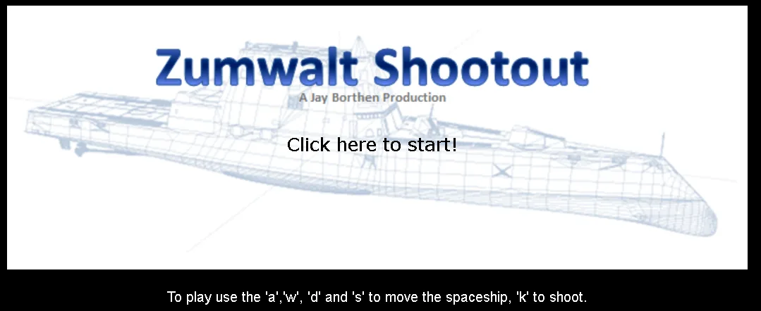 Title screen of a browser game featuring the DDG 1000 destroyer
